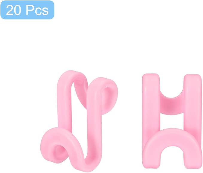 uxcell Clothes Hanger Connector Hooks, 20Pcs - ABS Hanger Hooks, Hanger Extender Hooks, Hanger Hooks Space Saver for Closet (Pink)