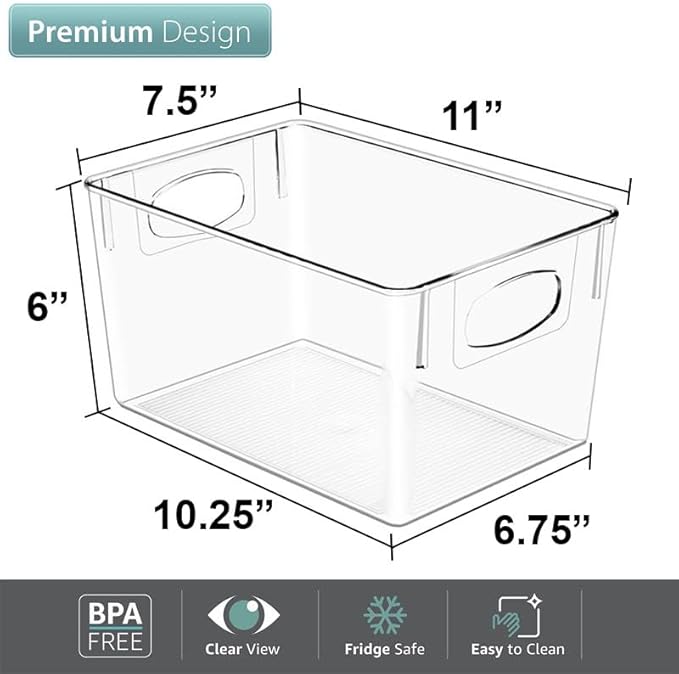 Sorbus Large Clear Plastic Storage Bins for Shelves, Clothes, with Handle - Clear Storage Bins, Drawer, Shelf, Closet, Pantry, Fridge, Freezer Organizer Bins, Closet Organizers and Storage (2 pack)