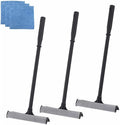 Matthew All Purpose Window Squeegee w/Premium Microfiber Cloth 3Pcs,Car Squeegee Windshield Cleaning Sponge and Rubber Squeegee,2-in-1 Window Cleaner Sponge(8'') and Soft Rubber with Pole 20''(3Pack)