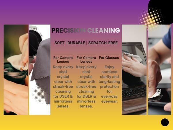 Microfiber Lens Cleaning Cloth for Glasses & Camera | 6 Packs |Australian Designed | 6"x7", 230 GSM | Eyeglass Lens Cleaner | Glasses Cleaning Cloths | Screens, Tablet, Laptop & Headset