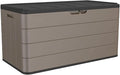Outdoor Storage Box Waterproof, 100 Gallon Plus Lockable Resin Deck Box Large, Patio Storage Bin for Pool Accessories Cushion Furniture, Garden Tools, UV-Resistant Outside Delivery Brown