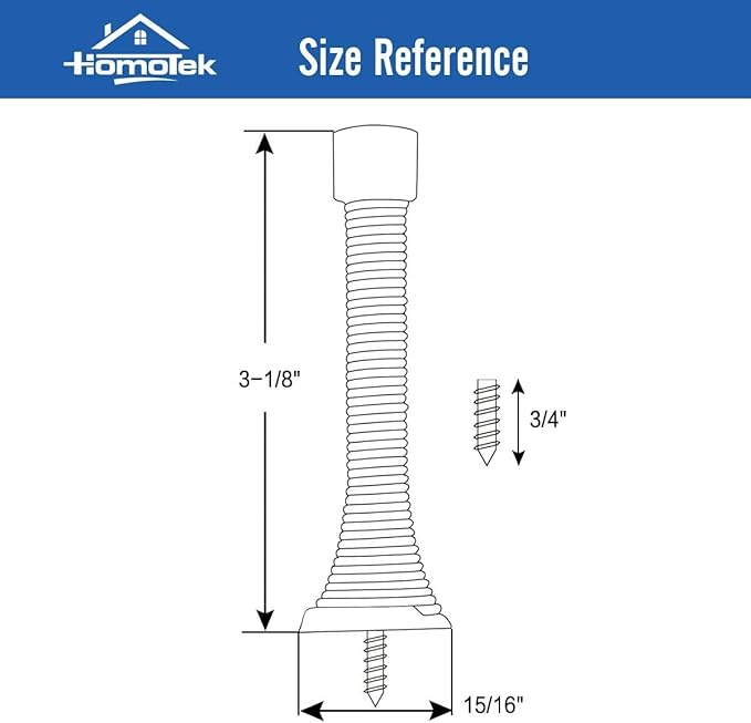 HOMOTEK 20 Pack Oil Rubbed Bronze Spring Door Stops,3-1/8” Heavy Duty Door Stop - Flexible Spring Door Stopper with Low Mounted Black Rubber Bumper Tips