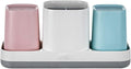 Toothbrush Holder for Bathroom, Kids Toothbrush Holder with Cups, Electric Toothbrush Holder for Bathroom Decor, Kids Bathroom Accessories Set with Toothpaste Holder, Pink & Blue