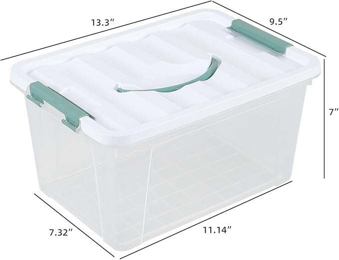 Saedy 14 Quart Plastic Storage Bin with Lid, 6 Packs Clear Latching Container Box