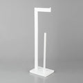 GERZWY SUS 304 Stainless Steel Toilet Paper Stand with Reserve, Free Standing Toilet Paper Holder, White