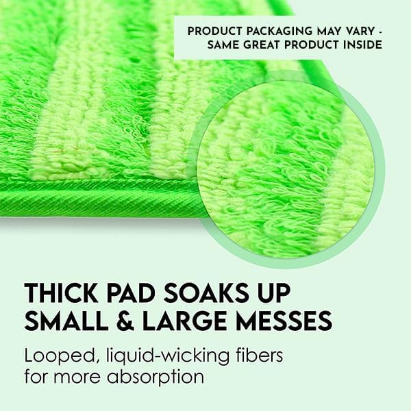 Turbo Mops Reusable Floor Mop Pads - Pack of 2, Machine Washable, 12-inch Microfiber Mop Refills - Compatible with Swiffer Wet Jet - Household Cleaning Tools