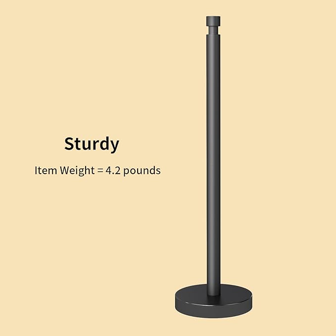 YUMORE Toilet Paper Holder Heavy Weighted Stand, Free Standing Bathroom Extra Toilet Paper Organizer with Reserve Storage for Spare Rolls, Matte Black Stainless Steel Floor Bath Tissue Roll Holder