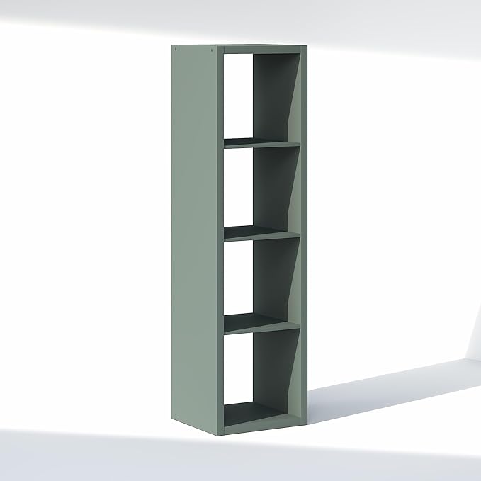 Furinno Cubic Closet Organizers and Storage, 4-Cube Closet Organizer, Vertical Open Shelf Closet Storage, Extra Thick Frame for Wardrobe, Bedroom, Living Room, Sage Green