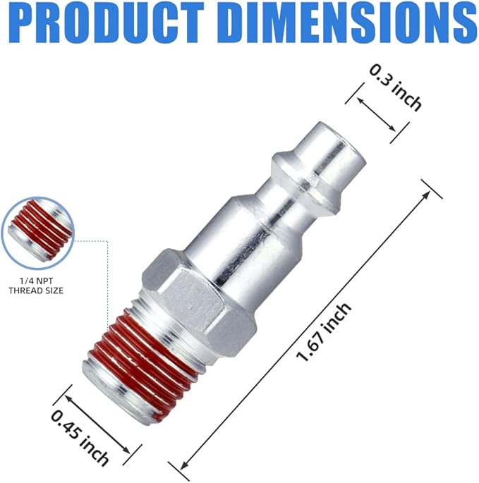 SANFU 4 Pieces 1/4 NPT Lever Blow Gun Air Nozzle Dust Cleaning Blower Gun With Rubber and Safety Tip Nozzles Air Tool, 2 PCS 1/4" M Type Plug for Home Shop Garage Industry(Red)