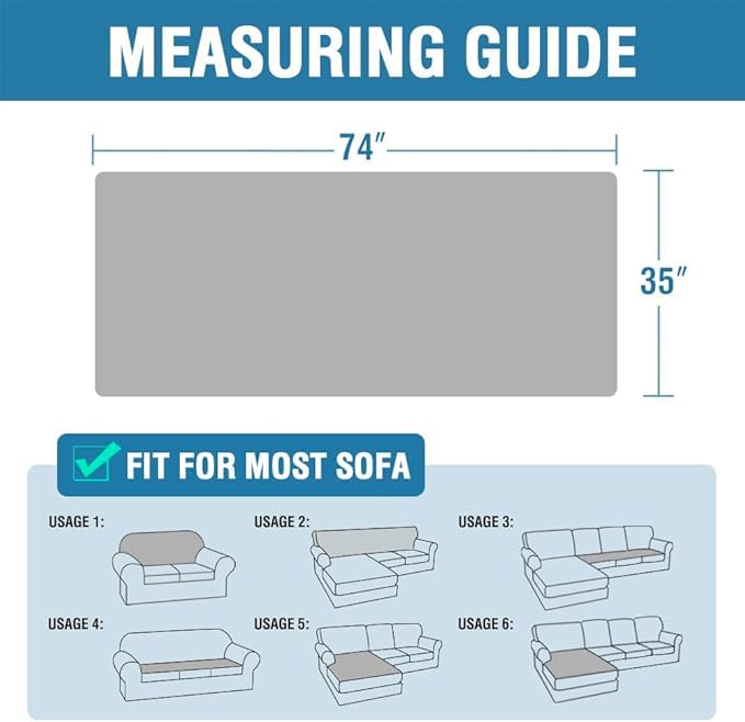 H.VERSAILTEX Plush Chenille Dog Bed Cover Thick Soft Sofa Cover for 3 Cushion Couch Anti Slip Couch Cover Furniture Protector for Dog, Pet, Cat (35" x 74", Oatmeal)