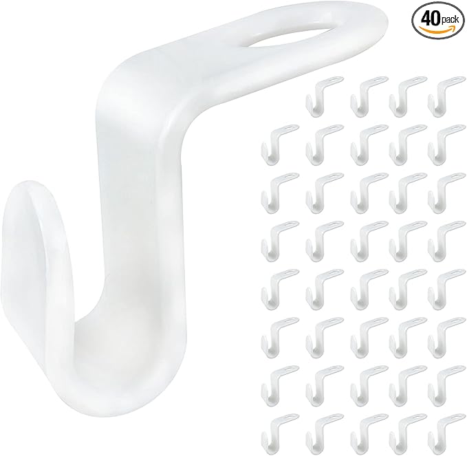 Andiker 40Pcs Clothes Hanger Connector Hooks, Plastic Mini Closet Hanger Organizer, Space Saving Cascading Connection Hooks for Clothes Hangers, White