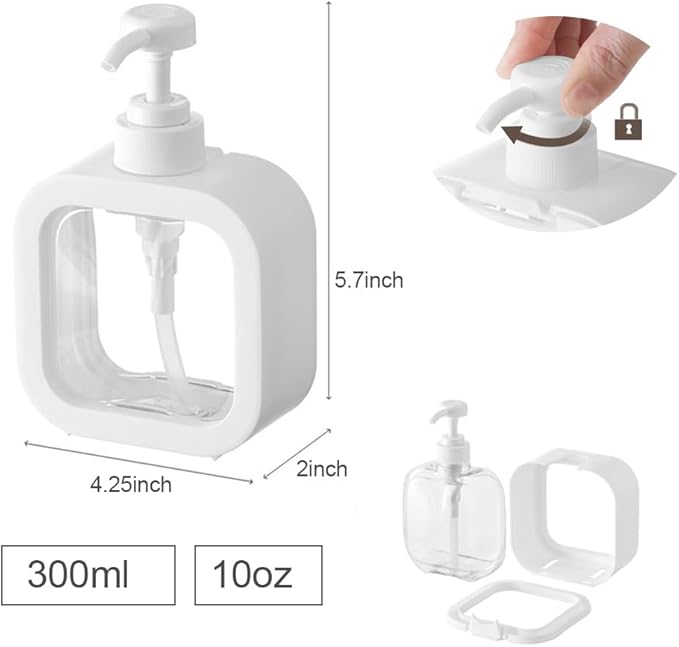 Hand Soap Dispenser for Bathroom, Modern Dish Soap Dispenser for Kitchen Sink, Liquid Soap Container with Pump, Clear Plastic Soap Pump Bottles (2 Packs,10oz, White)