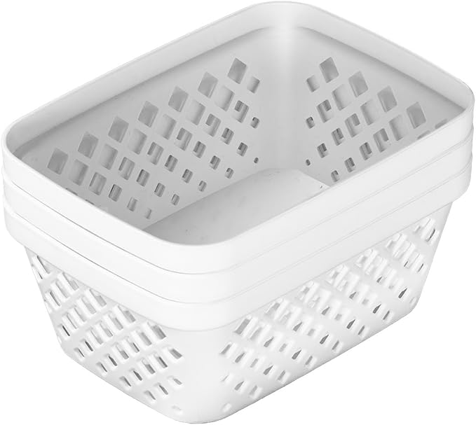 Glad Plastic Storage Basket Set - Multipurpose Drawer Trays, Kitchen Pantry Containers, and Bathroom Bins - 9 Pack Small Organizers, White, 6.25"L x 4.6"W x 2.7"H