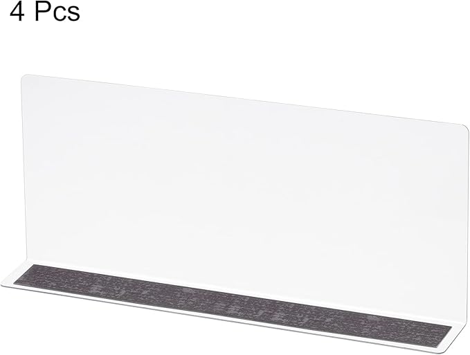 MECCANIXITY L Type Shelf Dividers, PVC Clear Closet Shelf Separator Organizer Clapboard for Cabinet Supermarket with Magnetic Strip 28 x 4 x 12cm Pack of 4