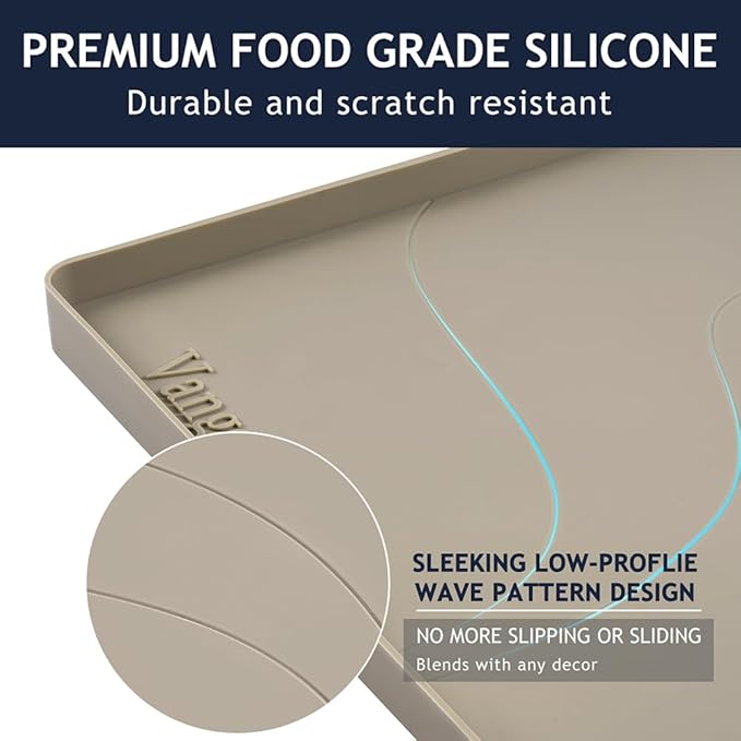 Heavy Duty Silicone Under Sink Mat for Kitchen&Bathroom 22" x 19", Waterproof Under Sink Rubber Mat Drip Tray, Raised Edge Under Sink Liner,Prevent Drips, Leaks, Spills,Brown