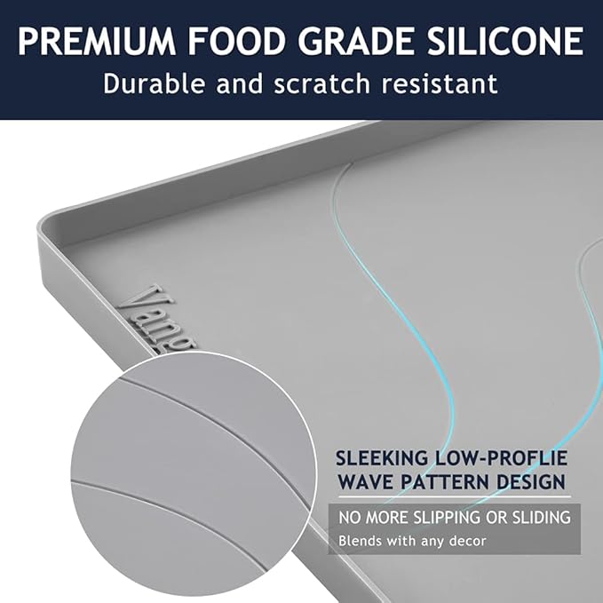 Heavy Duty Silicone Under Sink Mats for Kitchen Waterproof 40" x 22", Extra Thick Under Sink Rubber Mat Drip Tray, Raised Edge Under Sink Liner,Prevent Drips, Leaks, Spills,Grey