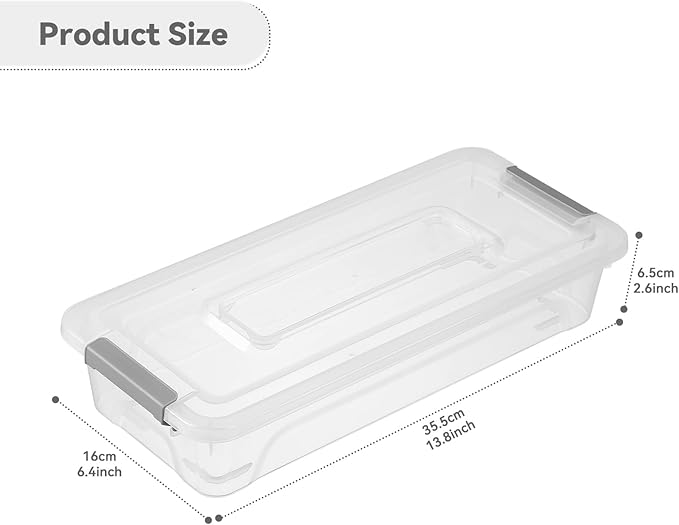 novelinks Clear Stackable Storage Bins with lid Storage Boxes Durable Plastic Organizer Containers for Home Office, Kitchen, Craft Supplies (4 Quart 8 Pack)
