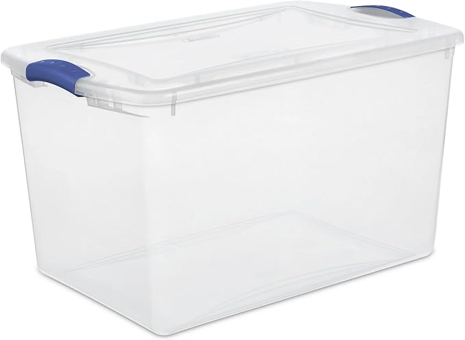 4 Pack 66 Qt Clear Plastic Storage Bins with Lids - Large Stackable Storage Containers for Home, Garage & Basement Organization, Designed for Clothes, Toys & Seasonal Items