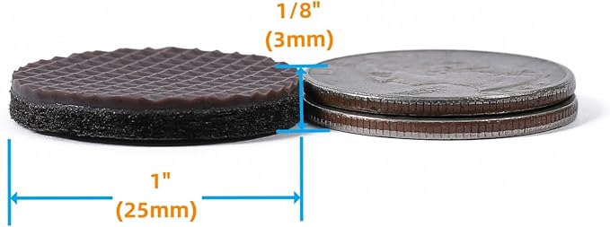 Furnigear Non Slip Furniture Pads - Self Adhesive Rubber Anti Skid Pads Grippers Rubber Chair Feet Furniture Pads for Hardwood Floors -Protectors for Furniture Table Legs Anti Slip 108 Pcs 1" Round