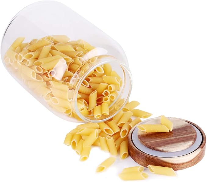 LEAVES AND TREES Y Glass Storage Jar, Food Storage Container/Canisters with Airtight Lid for Serving Tea, Coffee, Honey,.Spice, Perfect as a Cereal Dispenser (6.3 inch high)