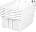 Really Good Stuff Stacking Bins, 14" x 10" x 5 .75" - 6 Pack, White, Stackable Storage Plastic Bins for Classroom Organization, Home Storage, Office & Hospital Supplies