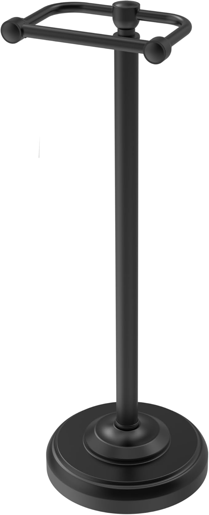 WZRUA Toilet Paper Holder Stand, Matte Black Toilet Paper Holder Free Standing,Post Pivoting Design & Stable Weighted Base SUS304 Stainless Steel for Bathroom