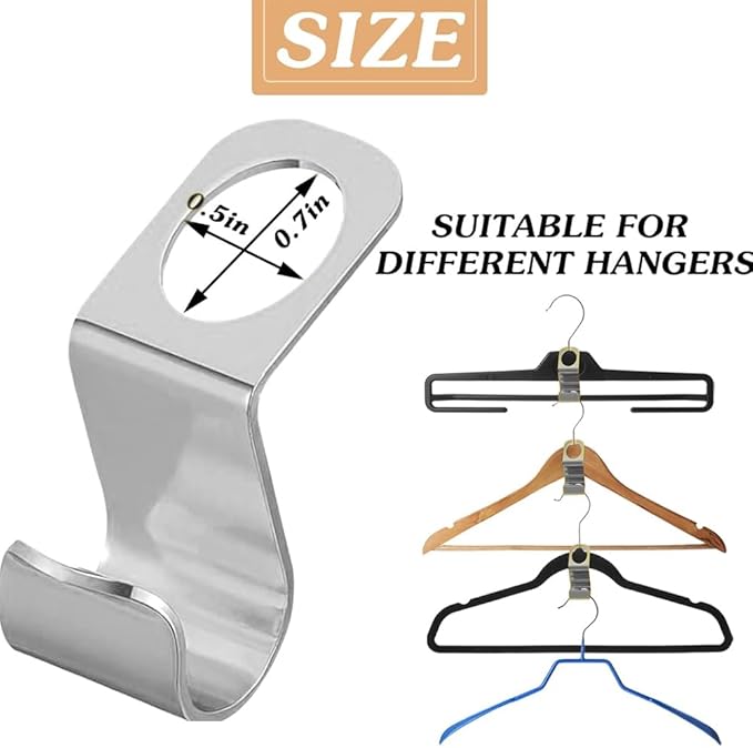 56 Pcs Metal Clothes Hanger Connector Hooks,Stainless Steel Super Sturdy Hanger Extender Hooks, Efficient Closet Space Saver, Easy to Use, Suitable for Heavy Clothing, Fits All Types of Hangers, Silve