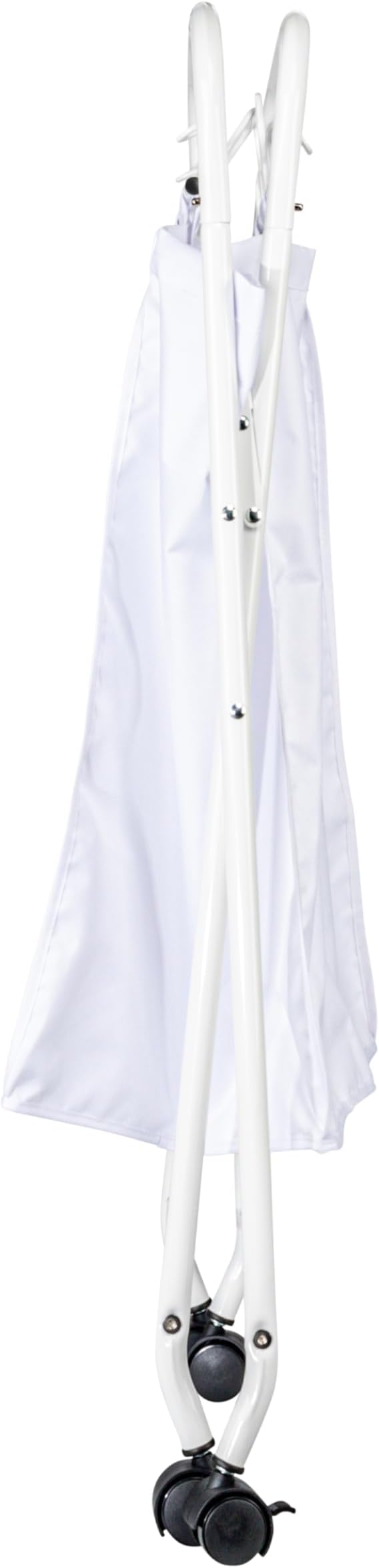 Household Essentials Rolling Laundry Hamper, Heavy Duty Canvas Bag, 2 Load Capacity, Foldable Frame, White Bag with Velcro Fasteners, White