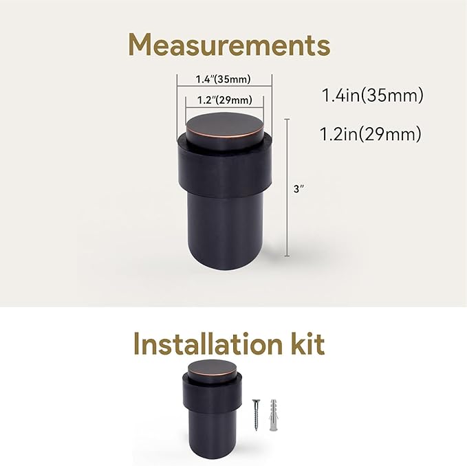 KHTUMEWARE 10 Pack 3 in Floor Door Stopper,Oil Rubbed Bronze Door Stop,Wall Protector Commercial Door Bumper Wedge Decorative Cylindrical Install Door stoppers on The Floor