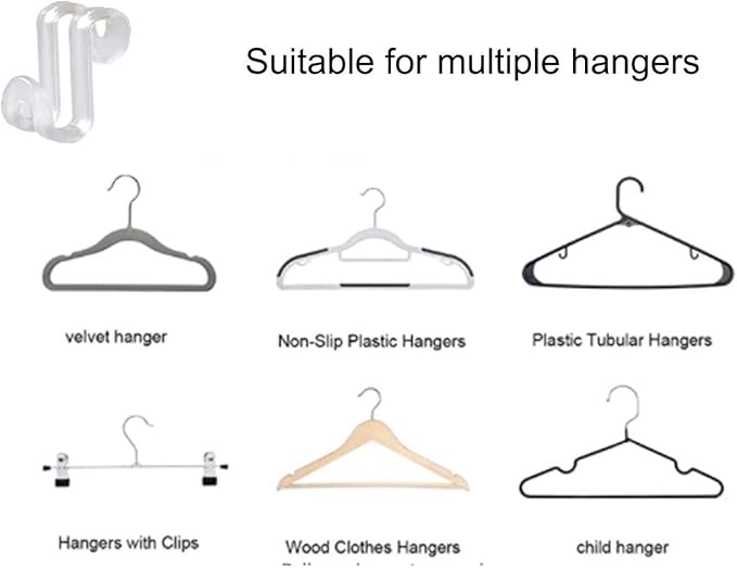 60 Pcs Clothes Hanger Connector Hooks, Mini Cascading Hanger Hooks for Velvet Huggable Hangers, Wooden Hangers, Heavy Duty Space Saving for Closet (Clear)