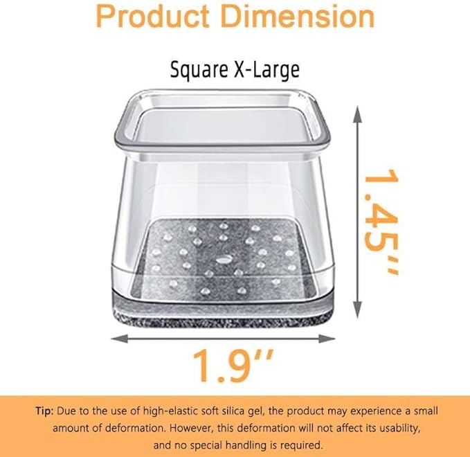 32 Pcs Square Chair Leg Protectors for Hardwood Floors,Felt Furniture Floor Protectors with Silicone Caps, Extra Large Size (Fits Chair Legs with Side Length: 1-5/8" to 2")