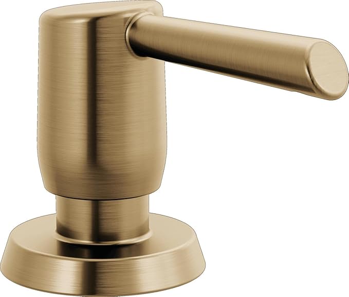 Delta Faucet Essa Pump Soap/ Lotion Dispenser Gold, Countertop Soap Dispenser, Top Fill Deck Mount Soap Dispenser, Champagne Bronze RP100736CZ