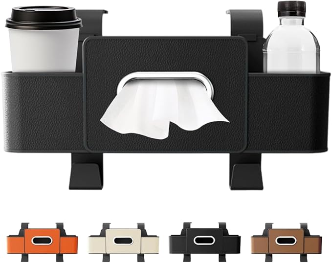 3-in-1 Car Backseat Organizer – Keep Your Ride Clean & Organized! Tissue Box, Trash Bin & Hooks,Multifunctional Back Seat Car Organizer for Hold Phones, Snacks, Drinks, and Handbags (Black)