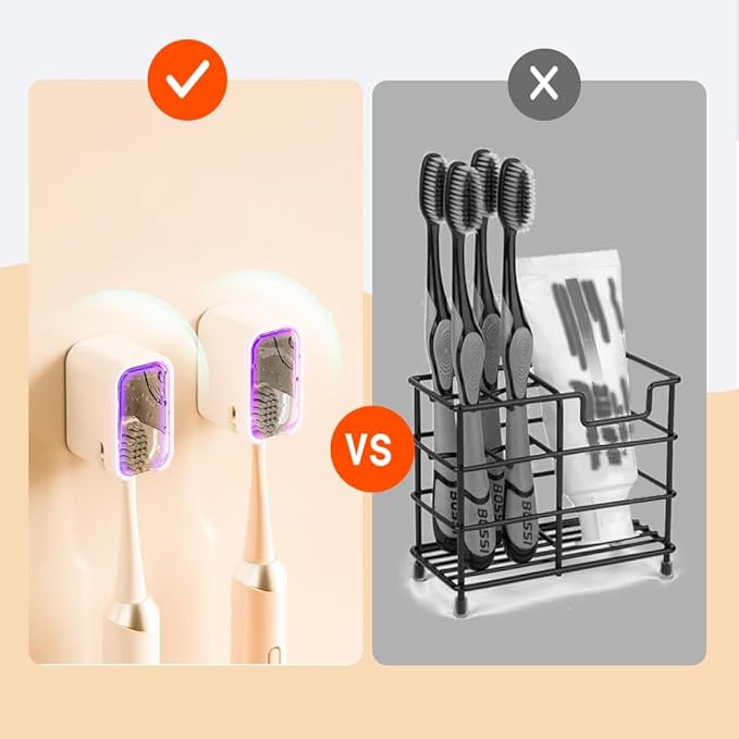 4PCS Dustproof Toothbrush Holders for Bathroom, Wall Mounted Toothbrush Holder with Cover, Toothbrush Travel Container Detachable and Single Toothbrush Dispenser for Bathroom, Family, Travel