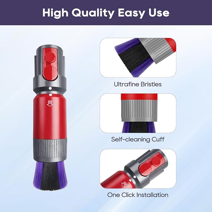 Traceless Scratch-free Dusting Brush Compatible with Dyson V7 V8 V10 V11 V12 V15 Gen5 detect and Gen5 outsize Vacuum Cleaners, Handy Self-cleaning Soft Bristles NOT for Digital Slim Series