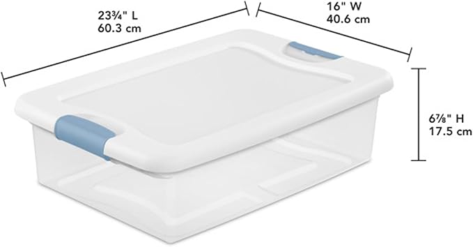 Sterilite 12-Pack Latching Box, Under Bed Storage Bins with Lids, Clear Plastic, 32 Quart - Heavy-Duty Organizing Containers for Closet, Bathroom, and Office