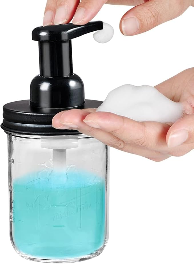 SheeChung Bathroom Accessories, Toothbrush Holder, Foaming Soap Dispenser, Bathroom Decor, Bathroom Accessory Set, Dish Soap Dispenser for Bathroom, Kitchen Sink - Black