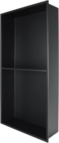 BATHFINESSE Shower Niche 24" X 12" Black, Stainless Steel Wall Niche Double Shelves Recessed Shower Shelf for Bathroom Storage, No Tile Needed Over Mount Installation