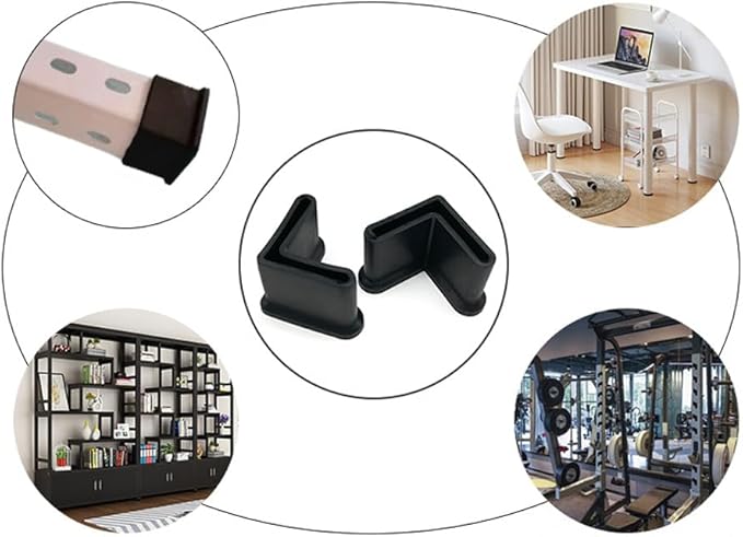 16 Pcs 2" x 2" (50mm x 50mm) L Shaped Rubber Angle Iron Caps, Furniture Angle Iron Foot Pads Furniture Rubber Leg Covers, Black