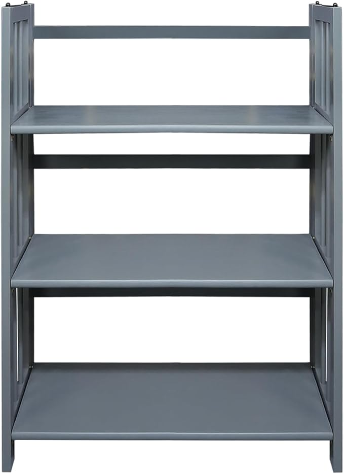 Casual Home 3-Shelf Folding Stackable Bookcase (27.5" Wide)-Slate Gray