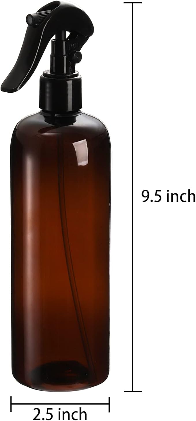 Bekith 12 Pack Plastic Spray Bottles with Black Fine Mist Sprayers, 16oz Refillable Spray Container for Cleaning Solutions, Plants, Hair