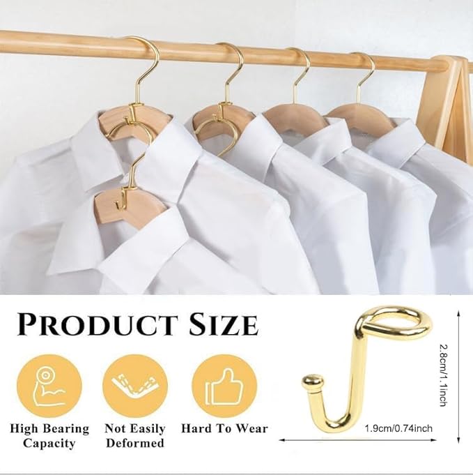 Metal Clothes Hanger, 36 Pack Connector Hooks Stable Gold Metal Outfit Hangers Extender Clips Organizer Strong Mini Cascading Hanger Hooks