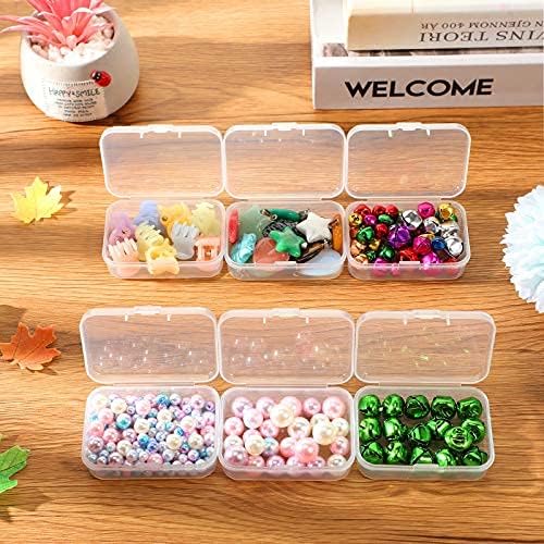 6 Pieces Mini Plastic Clear Beads Storage Containers Box for Collecting Small Items, Beads, Jewelry, Business Cards, Game Pieces, Crafts (2.52 x 1.73 x 0.79 Inch)