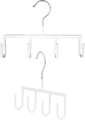 Mawa by Reston Lloyd Non-Slip Space-Saving Clothes Hanger for Belts with 4-Hooks, Style GH, Set of 2, White