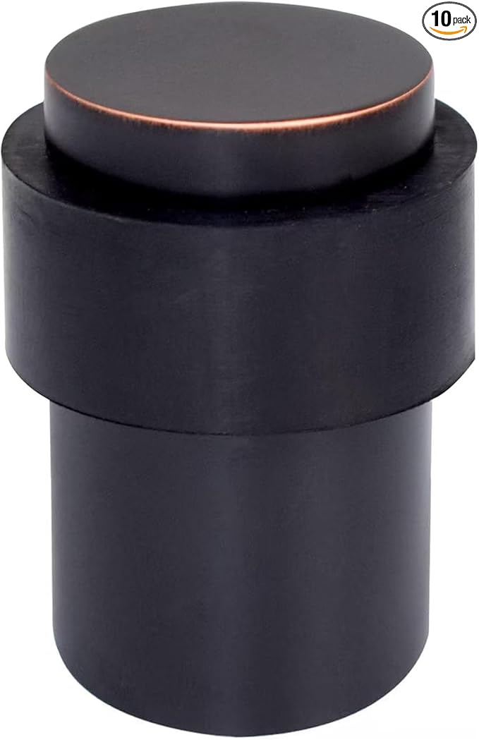 KHTUMEWARE 10 Pack 2-1/2 in Floor Door Stopper,Oil Rubbed Bronze Door Stop,Wall Protector Commercial Door Bumper Wedge Decorative Cylindrical Install Door stoppers on The Floor