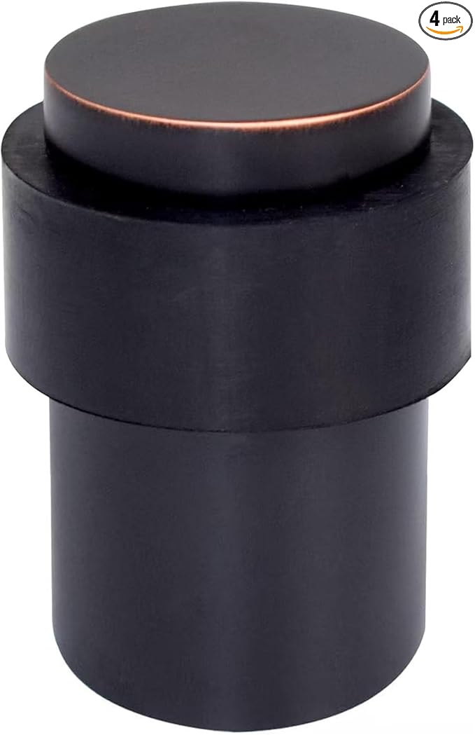 KHTUMEWARE 4 Pack 2-1/2 in Floor Door Stopper,Oil Rubbed Bronze Door Stop,Wall Protector Commercial Door Bumper Wedge Decorative Cylindrical Install Door stoppers on The Floor