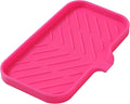 MicoYang Silicone Bathroom Soap Dishes with Drain Spout-Bathroom and Kitchen Sink Organizer,Sponge Holder,Dish Soap Tray,Perfect for Dispenser,Scrubber,Bottle,Cup on Sink or Counter-Rose 9.6"×5.3"
