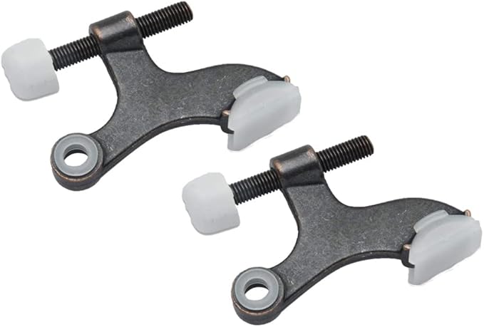 QCAA Hinge Pin Door Stopper, Zinc Die Cast, Oil Rubbed Bronze, with White Rubber Bumper Tip, Made in Taiwan, 2 Pack