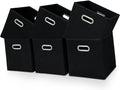 Black Fabric Cubby Storage Bins,13x13x13 Inches ,Cube Organizer Bin Foldable Storage Boxes with Dual Handles Fabric Organizer Box and collapsible Storage basket,Set of 6,Black