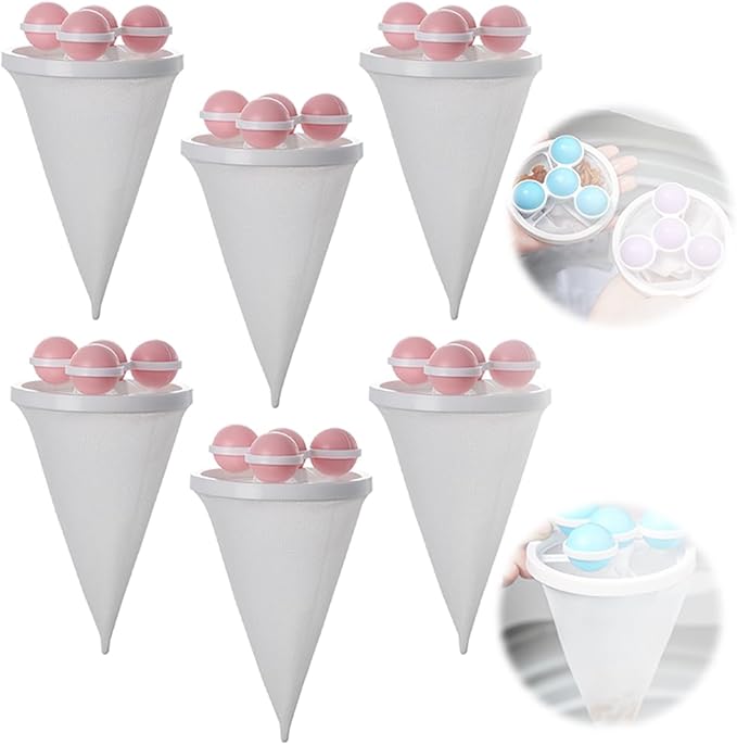 Pet Hair Remover for Laundry, Floating Hair Filtering Mesh Removal Reusable Lint Catcher for Washing Machine Wool Device, Pet Hairs Remover Hairs Filter Cleaning Mesh Bag (Pink, 6pcs)